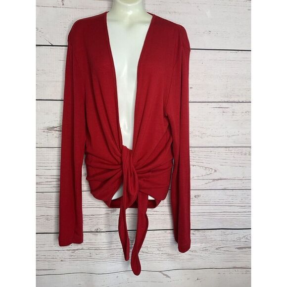 Bay Road‎ Merinos Womens L-16 Open Tie Front Cardigan Sweater Red New Zealand - Picture 1 of 9